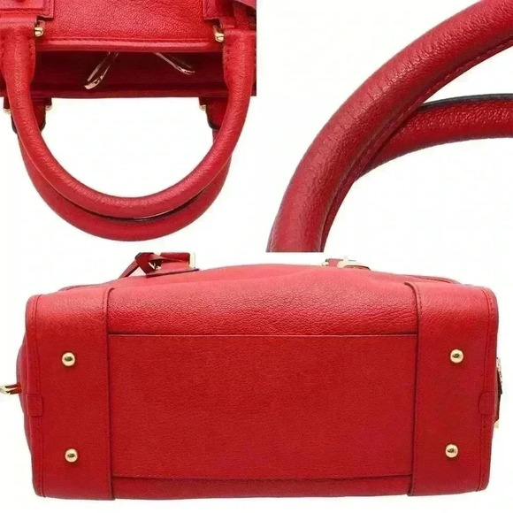 Loewe Amazona 28 Boston Leather Hand Bag Red Guaranteed Authentic - Picture 5 of 12